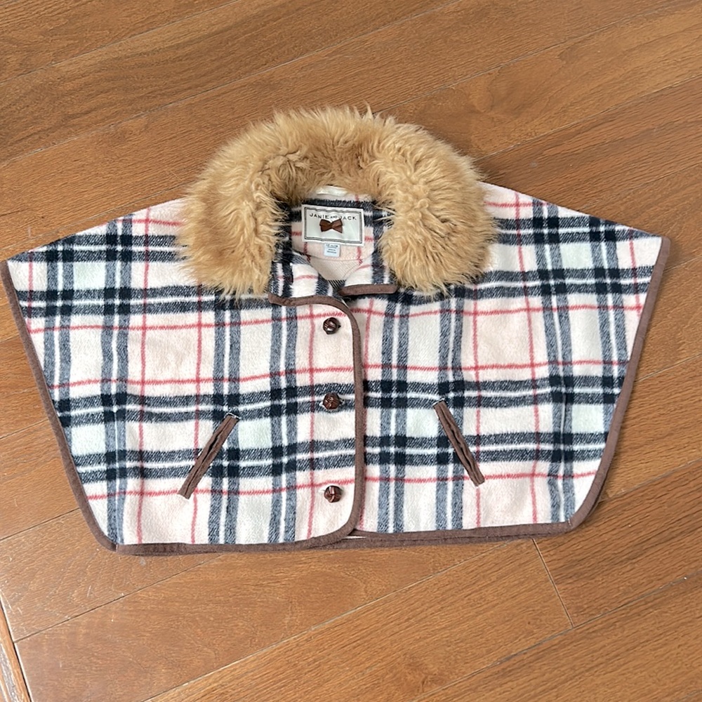 Janie and Jack cape with faux fur collar